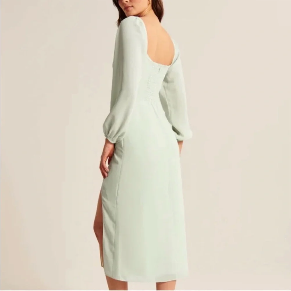 Abercrombie & Fitch Draped Long Sleeve Chiffon Dress - Picture 2 of 7